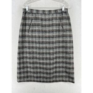 KGR Skirt Girl's 15/16 Wool Chevron Wool Tweed Straight Lined Gray Vintage